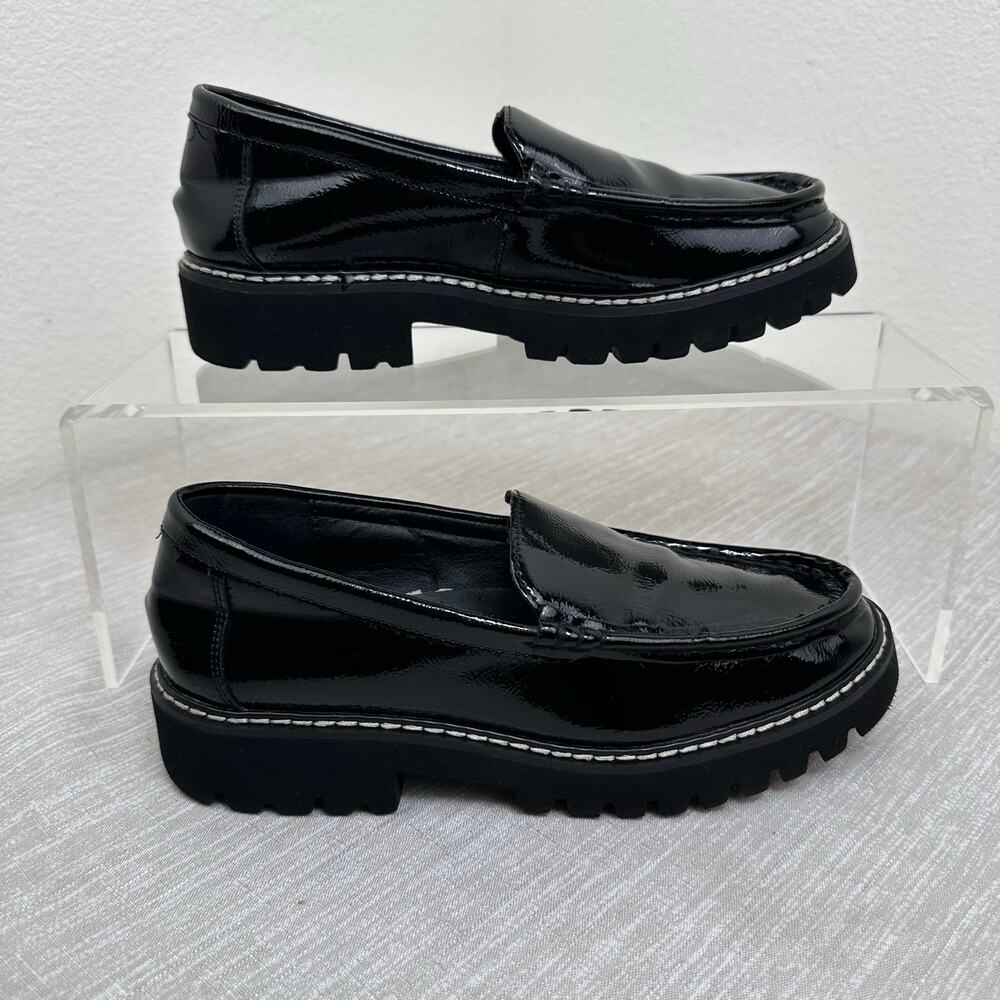 Donald Pliner Women Black Patent Lug Sole Loafers Slip On Size 6 - Picture 12 of 12